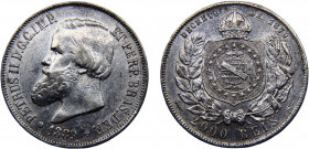 Brazil Empire Pedro II 2000 Reis 1889 Silver 25.57g KM# 485
