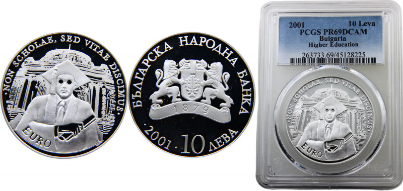 Bulgaria Republic 10 Leva 2001 (Mintage 10000) PCGS PF69 Higher Education Silver...