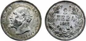 Bulgaria Kingdom Ferdinand I 2 Leva 1913 Vienna mint Silver 10.03g KM# 32