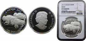 Canada Commonwealth Elizabeth II 100 Dollars 2013 (Mintage 49986) Top Pop NGC PF70 MATTE Bison Silver 31.6g KM# 1441