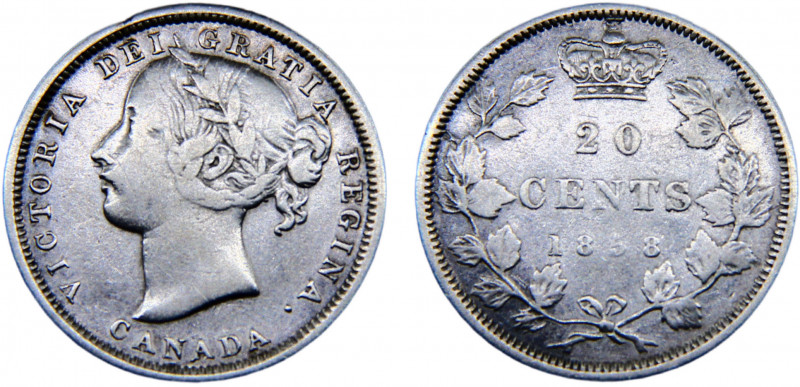 Canada Confederation Victoria 20 Cents 1858 Silver 4.51g KM# 4