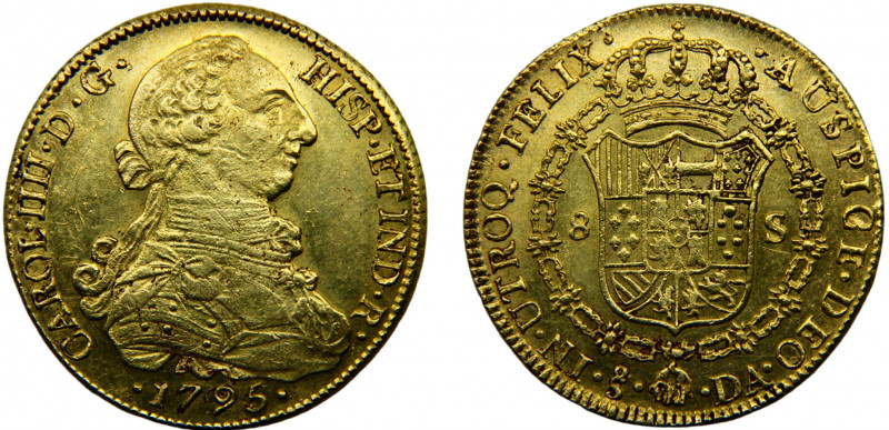 Chile Spanish colony Carlos IV 8 Escudos 1795 So DA Santiago mint(Mintage 43000)...