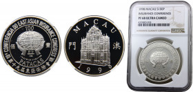 China Macau 100 Patacas 1998 (Mintage 3000) NGC PF68 East Asian Insurance Conference Silver 28.28g KM# 106