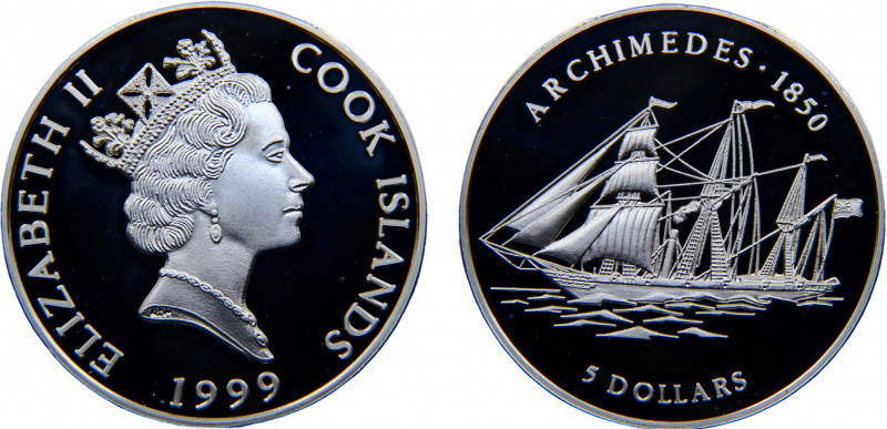 Cook Islands Dependency of New Zealand Elizabeth II 5 Dollars 1999 Archimedes 18...