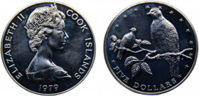 Cook Islands Dependency of New Zealand Elizabeth II 5 Dollars 1979 FM The Franklin Mint(Mintage 8612) Wildlife Conservation, Rarotongan Fruit Doves Si...