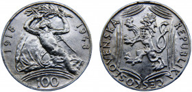 Czechoslovakia People's Republic 100 Korun 1948 30th Anniversary of Independence Silver 14.03g KM# 27