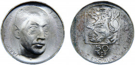 Czechoslovakia Socialist Republic 50 Korun 1974 (Mintage 55000) 100 Years, Birth of Janko Jesenský Silver 13.13g KM# 81