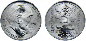 Czechoslovakia Socialist Republic 100 Korun 1975 (Mintage 55000) Centennial, Birth of S. K. Neumann Silver 13g KM# 83