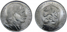 Czechoslovakia Socialist Republic 100 Korun 1976 (Mintage 75000) 100 Years, Birth of Viktor Kaplan Silver 15.07g KM# 85