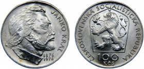Czechoslovakia Socialist Republic 100 Korun 1976 (Mintage 75000) 100 Years, Death of Janko Kráľ Silver 15.13g KM# 84