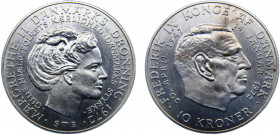 Denmark Kingdom Margrethe II 10 Kroner 1972 S♥B Death of Frederik IX and accession of Margrethe II Silver 20.53g KM# 858