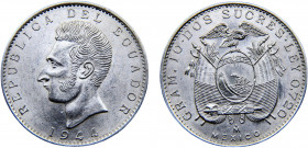Ecuador Republic 2 Sucres 1944 Mo Mexico City mint Silver 9.97g KM# 80