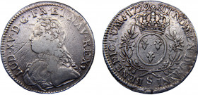 France Kingdom Louis XV 1 Ecu 1729 S Reims mint Silver 29.19g KM#486.19