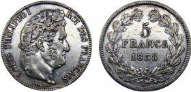 France Kingdom Louis Philippe I 5 Francs 1838 B Rouen mint Silver 24.81g KM#749.2