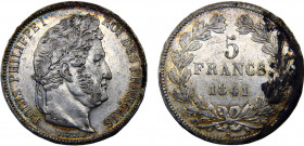 France Kingdom Louis Philippe I 5 Francs 1841 W Lille mint Silver 25g KM#749.13