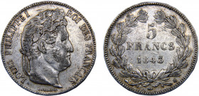 France Kingdom Louis Philippe I 5 Francs 1843 B Rouen mint Silver 24.84g KM#749.2