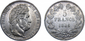 France Kingdom Louis Philippe I 5 Francs 1845 A Paris mint Silver 24.74g KM#749.1