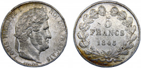France Kingdom Louis Philippe I 5 Francs 1845 W Lille mint Silver 24.73g KM#749.13