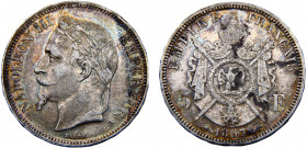 France Second Empire Napoleon III 5 Francs 1867 A Paris mint Silver 24.96g KM# 799.1