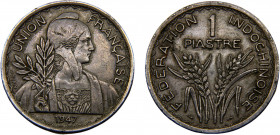French Indochina French colony 1 Piastre 1947 Paris mint French Union Copper-nickel 17.88g KM#32.1