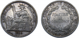 French Indochina French colony 1 Piastre 1886 A Paris mint Third Republic, Type 27,215 Grams Silver 27g KM# 5