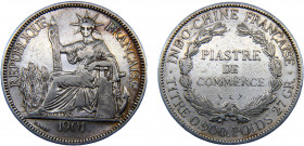 French Indochina French colony 1 Piastre 1901 A Paris mint Third Republic Silver 26.83g KM#5a.1