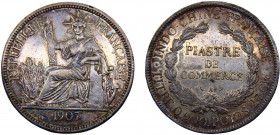 French Indochina French colony 1 Piastre 1907 A Paris mint Third Republic Silver 26.98g KM#5a.1