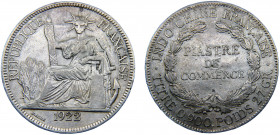 French Indochina French colony 1 Piastre 1922 H Heaton's mint Third Republic, Cleaned Silver 27.03g KM#5a.3