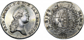 Germany Holy Roman Empire Electorate of Saxony Friedrich August III 1 Conventionsthaler 1778 EDC Cleaned Silver 28g KM#992.1