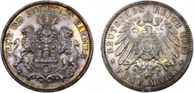 Germany Second Empire Free Hanseatic city of Hamburg 5 Mark 1913 J Hamburg mint Silver 27.81g KM# 610