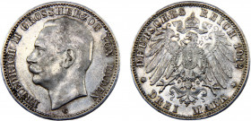 Germany Second Empire Grand duchy of Baden Friedrich II 3 Mark 1912 G Karlsruhe mint Silver 16.63g KM# 280