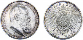 Germany Second Empire Kingdom of Bavaria Otto 3 Mark 1911 D Munich mint 90th Birthday of Prince Regent Luitpold Silver 16.64g KM#998