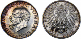 Germany Second Empire Kingdom of Bavaria Ludwig III 3 Mark 1914 D Munich mint Silver 16.7g KM# 1005