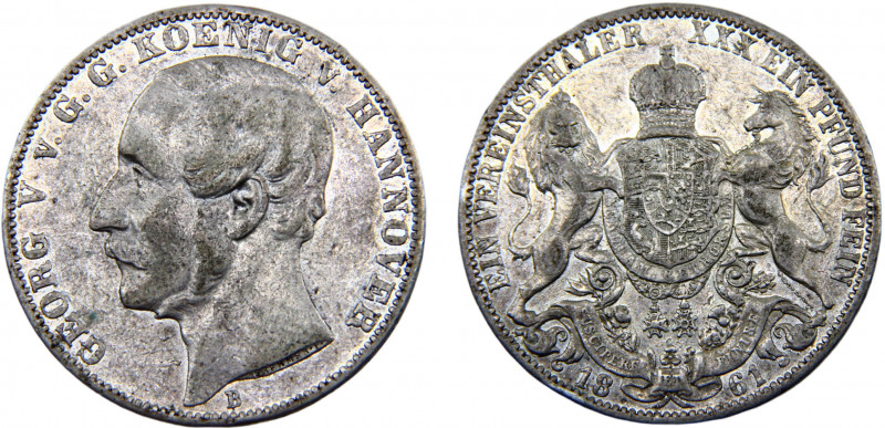 Germany States Kingdom of Hannover Georg V 1 Vereinsthaler 1861 B Silver 18.41g ...