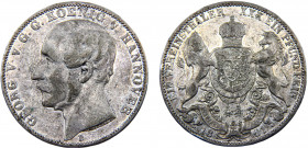 Germany States Kingdom of Hannover Georg V 1 Vereinsthaler 1861 B Silver 18.41g KM# 230