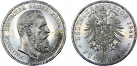 Germany Second Empire Kingdom of Prussia Friedrich III 5 Mark 1888 A Berlin mint Silver 27.82g KM# 512