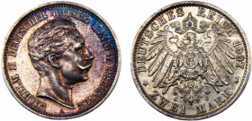 Germany Second Empire Kingdom of Prussia Wilhelm II 2 Mark 1907 A Berlin mint Silver 11.1g KM# 522