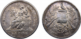 Guatemala Republic 1 Peso 1894 Guatemala City mint Silver 24.31g KM# 210