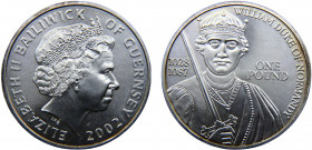 Guernsey British crown dependency Elizabeth II 1 Pound 2002 William, Duke of Normandy Silver 31.18g KM#142