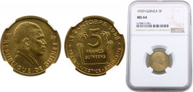 Guinea Republic 5 Francs Guinéens 1959 NGC MS64 Aluminium-bronze 3.1g KM# 1