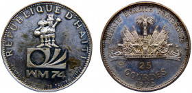 Haiti Second Republic 25 Gourdes 1973 (Mintage 6430) 1974 World Cup Silver 10.1g KM# 103