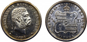 Hawaii Kingdom Kalākaua I 1/4 Dollar 1883 San Francisco mint Cleaned Silver 6.21g KM# 5