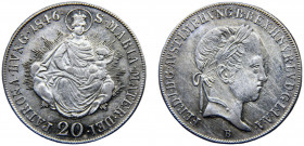 Hungary Kingdom Ferdinand I 20 Krajcár 1846 B Kremnica mint Scratches by Cleaned Silver 6.66g KM# 422