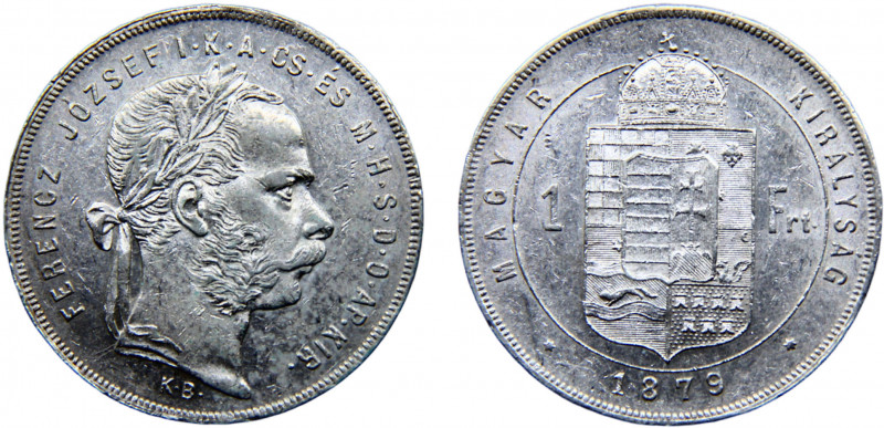 Hungary Austro-Hungarian Empire Franz Joseph I 1 Forint 1879 KB Kremnica mint Si...