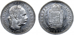 Hungary Austro-Hungarian Empire Franz Joseph I 1 Forint 1881 KB Kremnica mint Silver 12.34g KM# 465