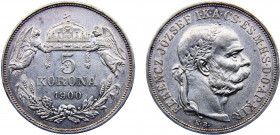 Hungary Austro-Hungarian Empire Franz Joseph I 5 Korona 1900 KB Kremnica mint Silver 24g KM# 488