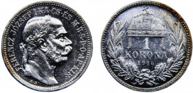 Hungary Austro-Hungarian Empire Franz Joseph I 1 Korona 1916 KB Kremnica mint Silver 4.94g KM# 492