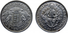 Hungary Kingdom Miklós Horthy 2 Pengő 1938 BP Budapest mint Silver 9.98g KM# 511