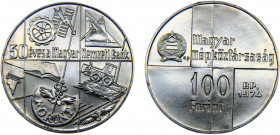 Hungary People's Republic 100 Forint 1974 BP Budapest mint(Mintage 24000) 50th Anniversary of National Bank Silver 22.1g KM# 603