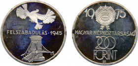 Hungary People's Republic 200 Forint 1975 BP Budapest mint(Mintage 10000) 30th Anniversary of Liberation Silver 28.13g KM# 604